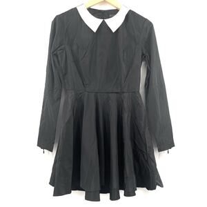 NEW BLACK SCALE BLWCK Dress Black Mini White Collar Goth Emo NWOT Small